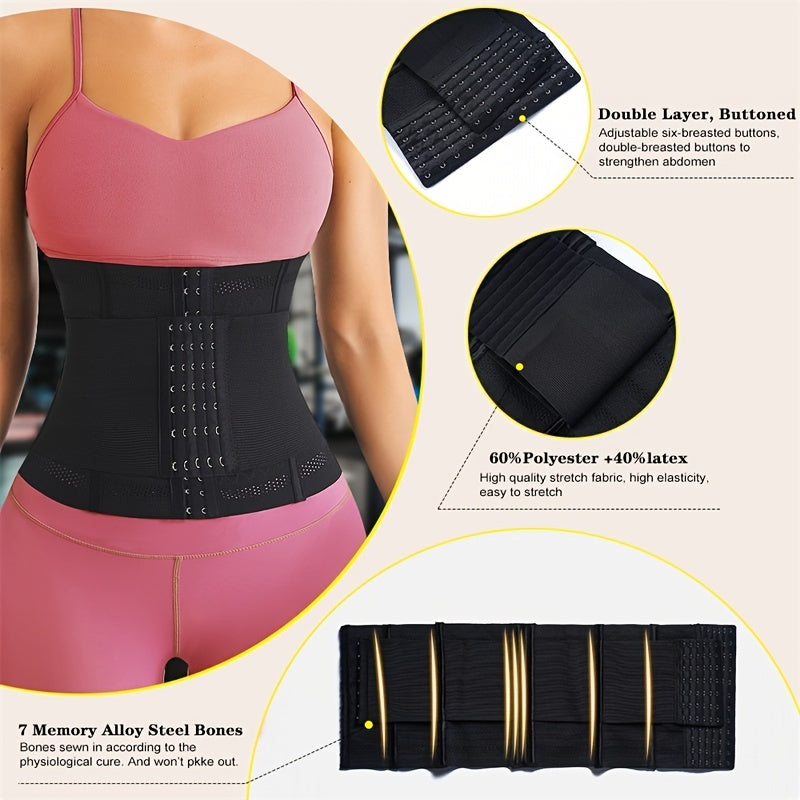 1pc Breathable Polyester Waist Cincher for Women - Medium Control Posture Improvement Shapewear with Adjustable Closure, Knit Fabric Weave, Hand Washable - 1pc--ANDROMEDA QUINNS | AURELLE'S-ANDROMEDA QUINNS | AURELLE'S