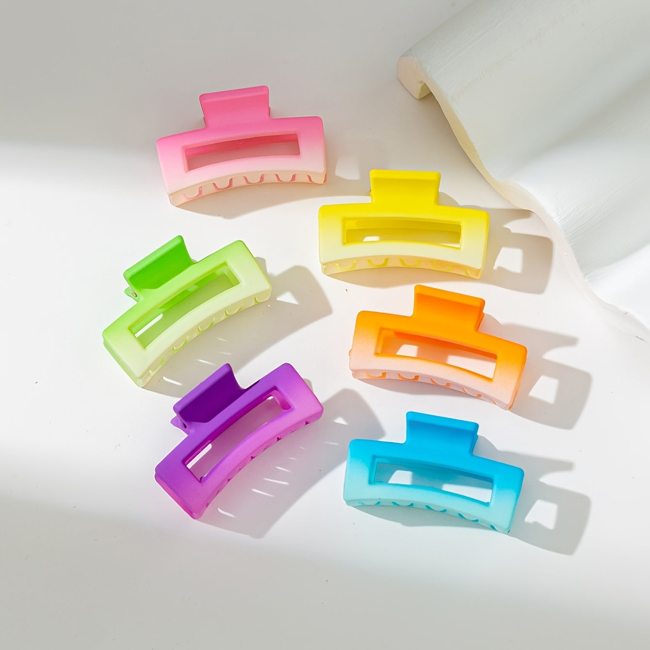 6pcs Multicolored Macaroon Hair Clips, Small Square Plastic Hair Claws.--ANDROMEDA QUINNS | AURELLE'S-ANDROMEDA QUINNS | AURELLE'S