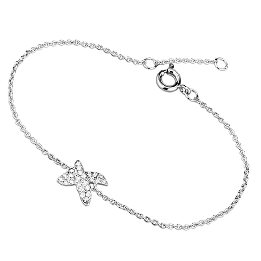 3W405 - Rhodium Brass Bracelet with AAA Grade CZ  in Clear-Bracelet-ANDROMEDA QUINNS | AURELLE'S-Alamode