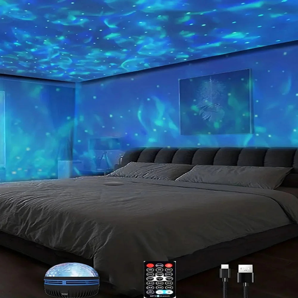 1pc Star Projector, Galaxy Projector, Water Ocean Wave Projector For Bedroom Night Light  Room Decor With 7-Colors Patterns--ANDROMEDA QUINNS | AURELLE'S-ANDROMEDA QUINNS | AURELLE'S
