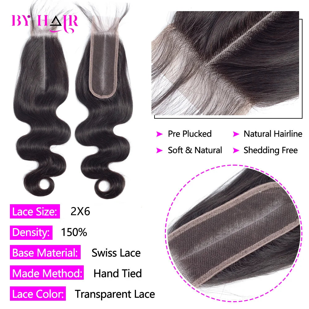 26 Inch Body Wave Bundles With Closure Brazilian Hair Weave 3/4 Bundles With Closure Natural Human Hair Bundles With 2X6 Closure--ANDROMEDA QUINNS | AURELLE'S-ANDROMEDA QUINNS | AURELLE'S