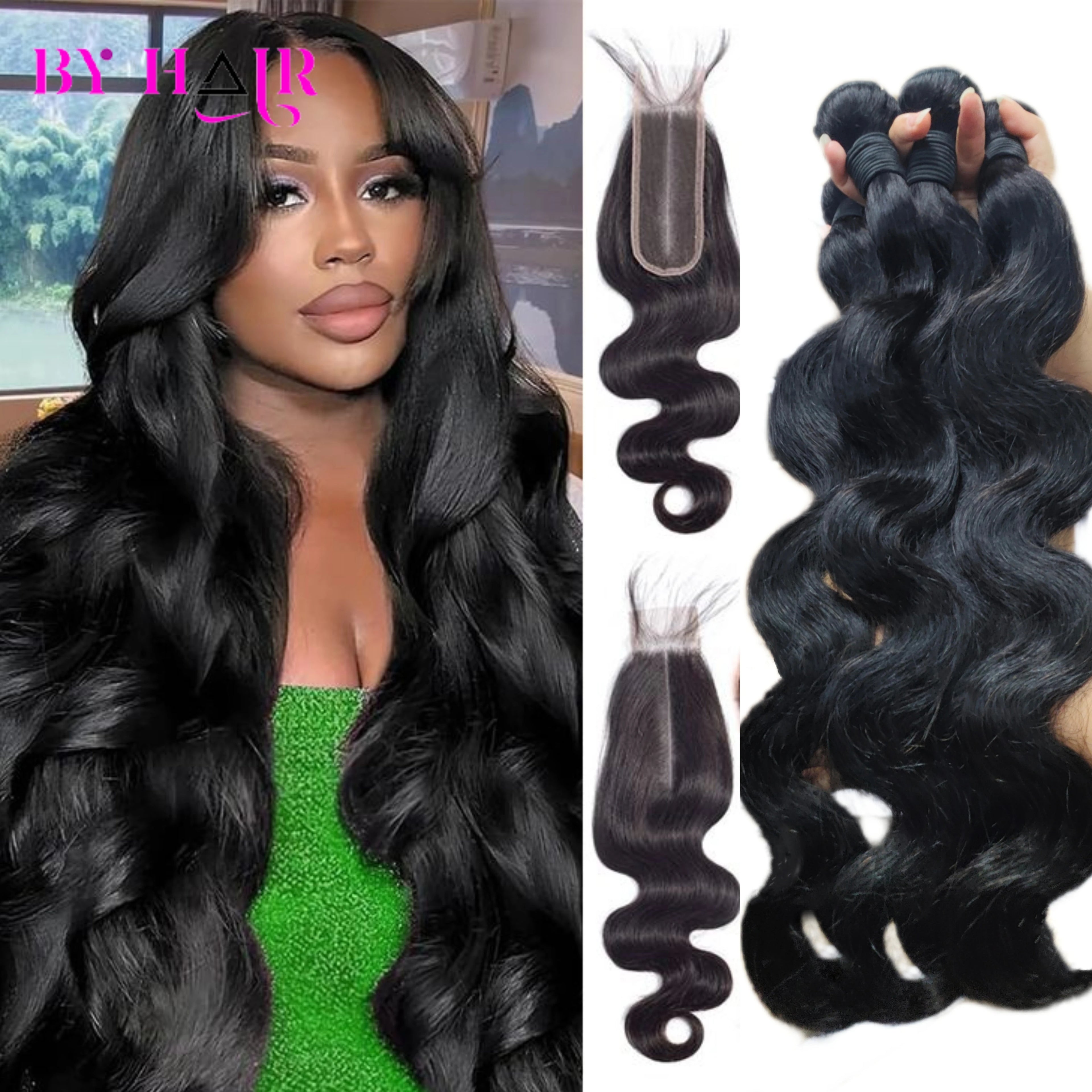 26 Inch Body Wave Bundles With Closure Brazilian Hair Weave 3/4 Bundles With Closure Natural Human Hair Bundles With 2X6 Closure--ANDROMEDA QUINNS | AURELLE'S-ANDROMEDA QUINNS | AURELLE'S