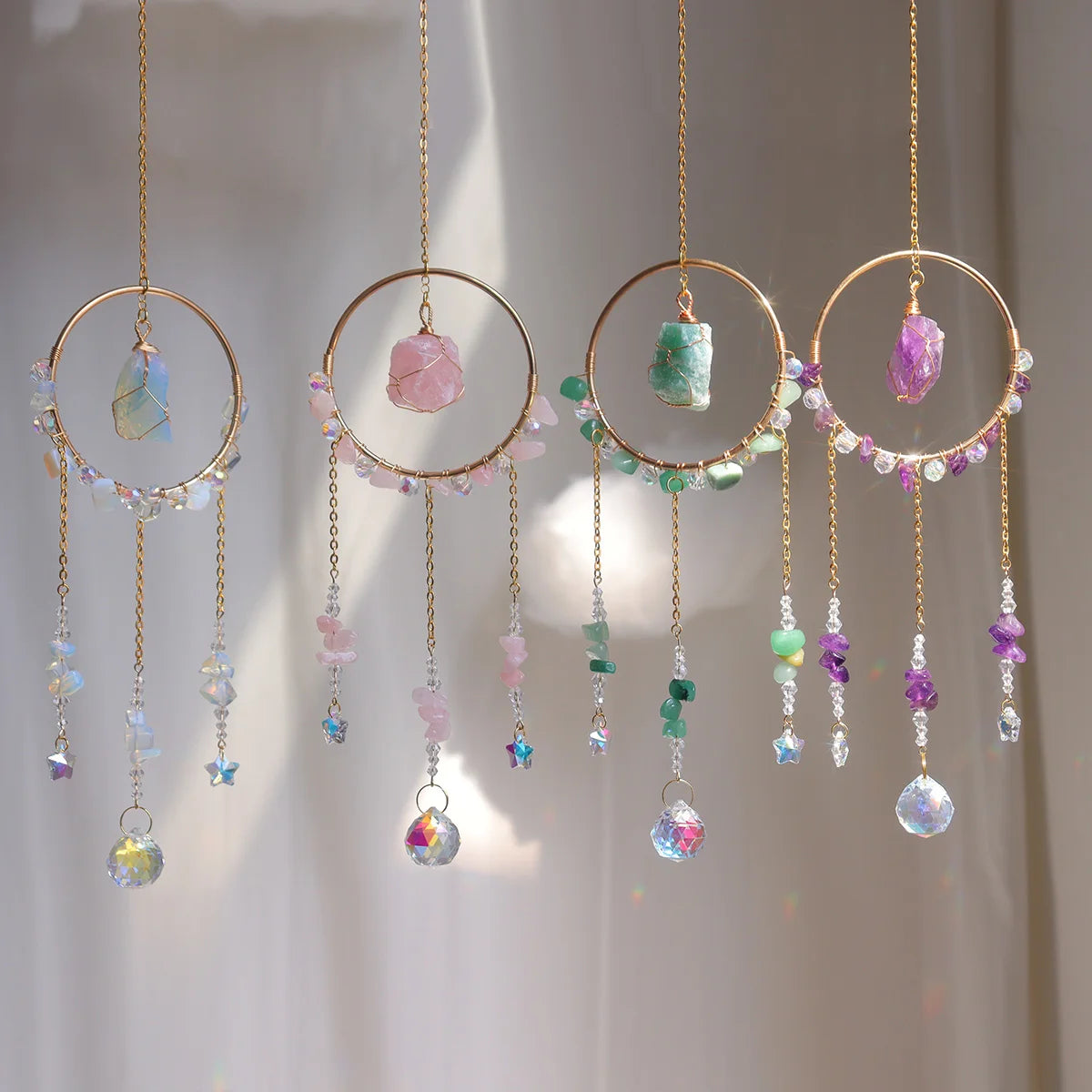Wholesale  High Quality  Natural  Crystal Sun Catcher  Sun Catchers  With Gemstones Crystal Ctafts Wind Chime--ANDROMEDA QUINNS | AURELLE'S-ANDROMEDA QUINNS | AURELLE'S