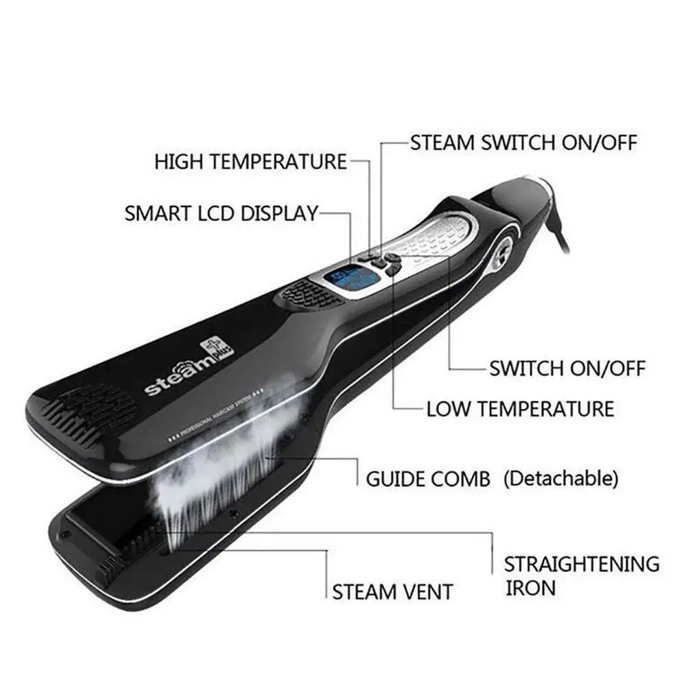 Hair Curlers For Women Hair Straightener Steam Titanium Ceramic Flat Iron Professional Electric Comb Hair Curling Iron Styler--ANDROMEDA QUINNS | AURELLE'S-ANDROMEDA QUINNS | AURELLE'S