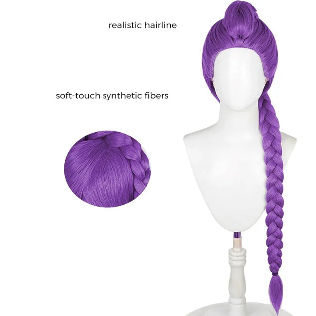 Anxin Purple Single Ponytail Fried Dough Twists Braid Wig Female High Skull Top Braided Cosplay Wig