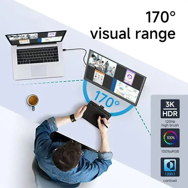 Portable 2.5K 16 Inch LED Display Screen with HDR Multiple Interfaces for Laptop and Meeting Sharing