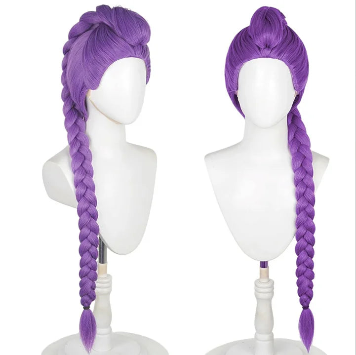 Anxin Purple Single Ponytail Fried Dough Twists Braid Wig Female High Skull Top Braided Cosplay Wig