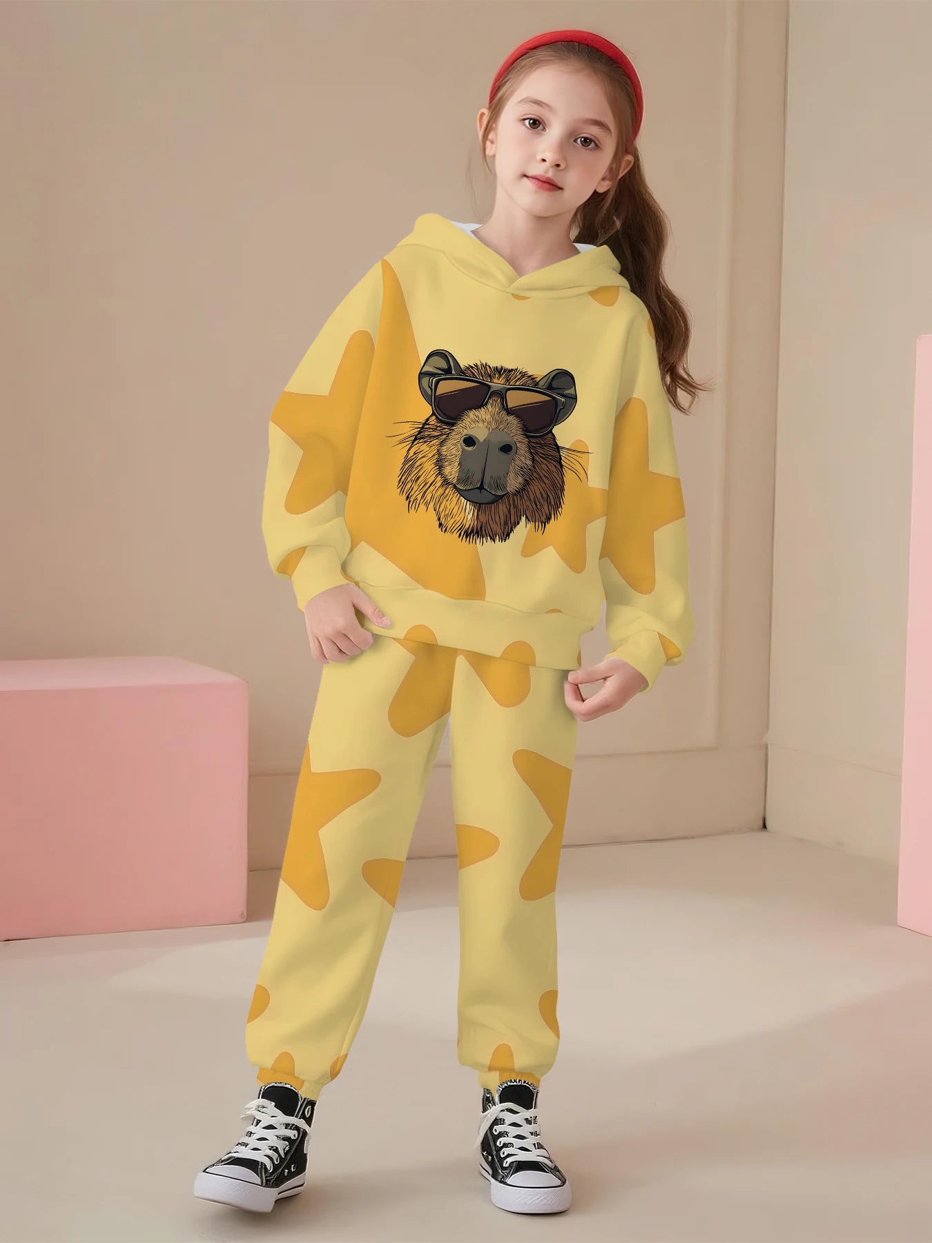 2025 Spring and Autumn New Girl's Exquisite and Cute Hoodie with Pants Two Piece Set