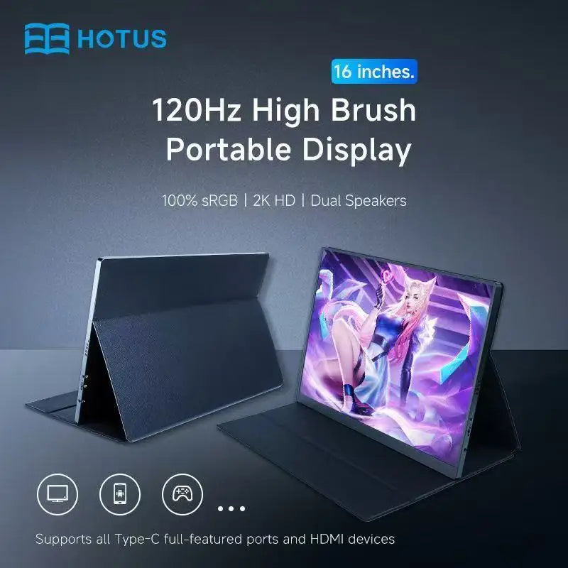 Portable 2.5K 16 Inch LED Display Screen with HDR Multiple Interfaces for Laptop and Meeting Sharing