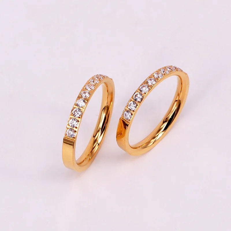 Top Quality Fashion Jewelry Crystal Wedding Rings Stainless Steel Rose Gold Color Female Ring For Woman And Girl Best Gift--ANDROMEDA QUINNS | AURELLE'S-ANDROMEDA QUINNS | AURELLE'S