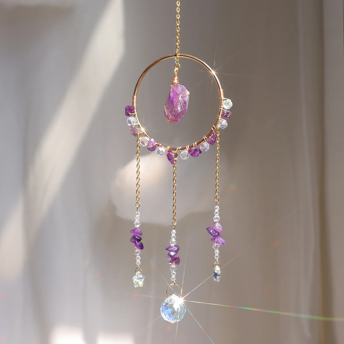 Wholesale  High Quality  Natural  Crystal Sun Catcher  Sun Catchers  With Gemstones Crystal Ctafts Wind Chime--ANDROMEDA QUINNS | AURELLE'S-ANDROMEDA QUINNS | AURELLE'S