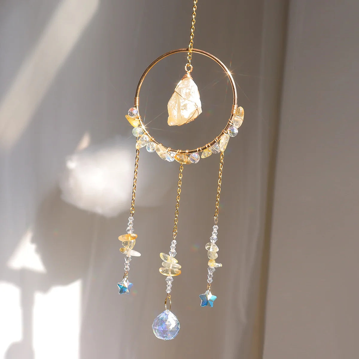 Wholesale  High Quality  Natural  Crystal Sun Catcher  Sun Catchers  With Gemstones Crystal Ctafts Wind Chime--ANDROMEDA QUINNS | AURELLE'S-ANDROMEDA QUINNS | AURELLE'S