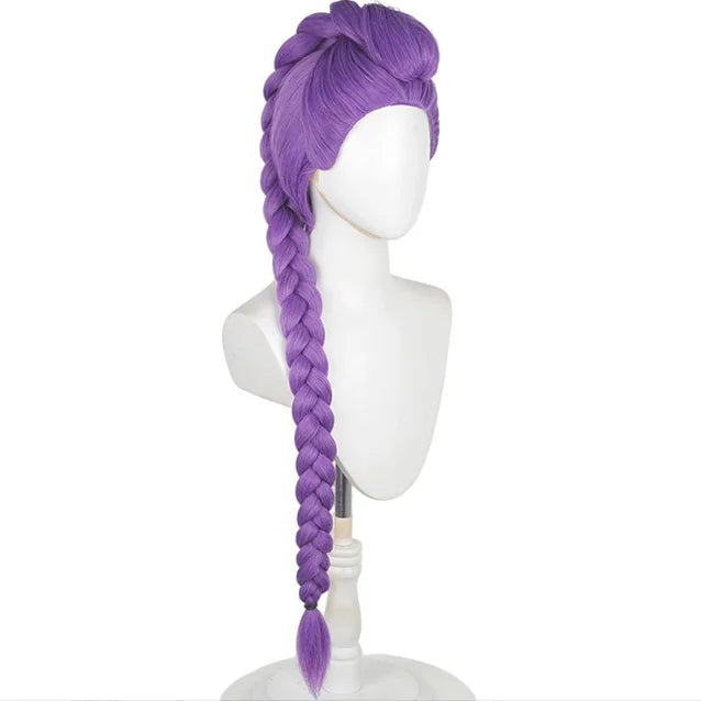 Anxin Purple Single Ponytail Fried Dough Twists Braid Wig Female High Skull Top Braided Cosplay Wig