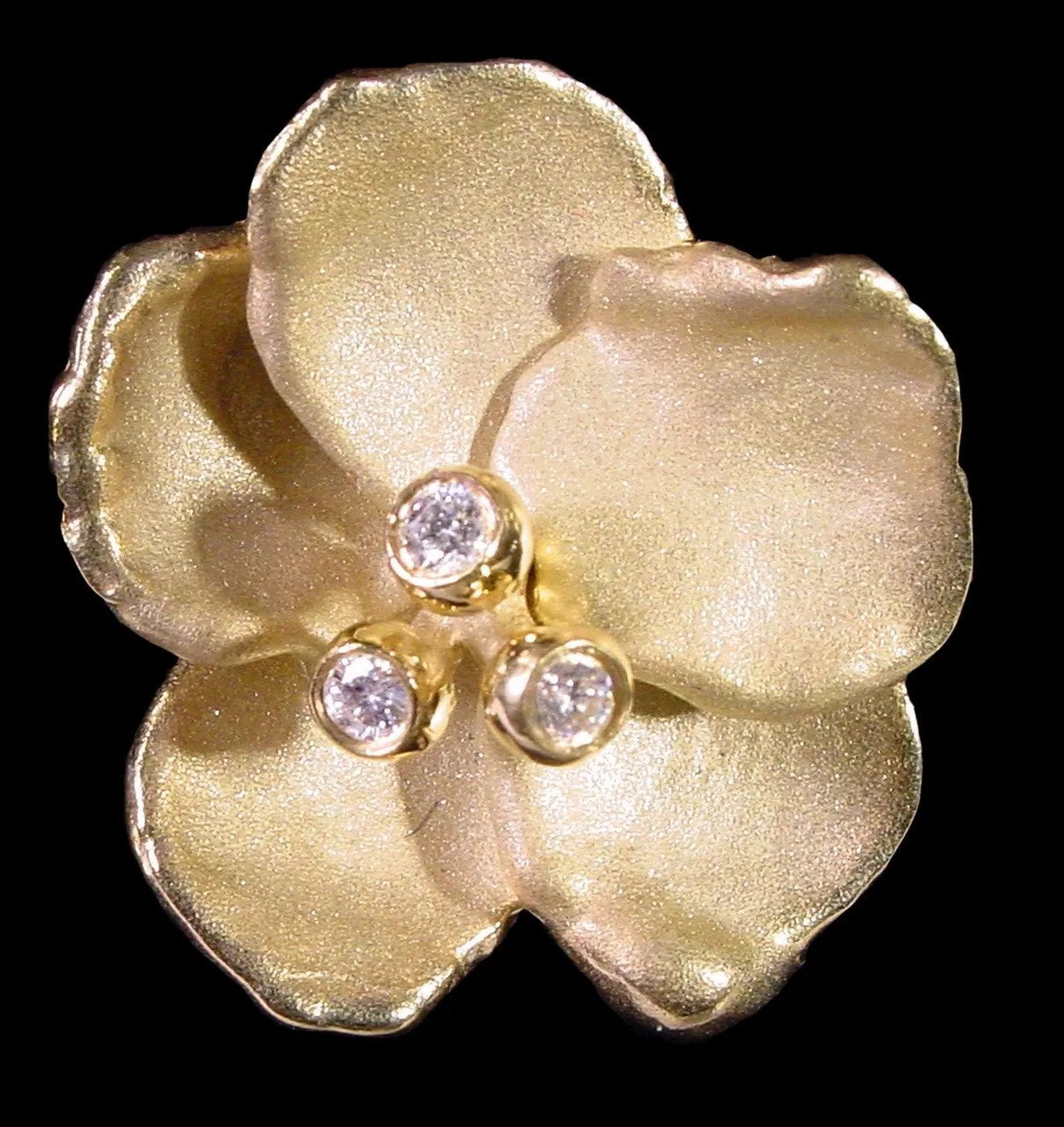 Metal Petals- Pansy Bracelet on pearls-14K Gold & diamonds-Jewelry-ANDROMEDA QUINNS | AURELLE'S-Jane A Gordon: Designs for Life