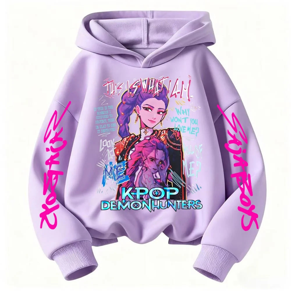 Children's KPOP Huntrix Rumi Pattern Sweatshirt Cartoon Character Printed Casual Long Sleeve Boys' and Girls' Hoodies