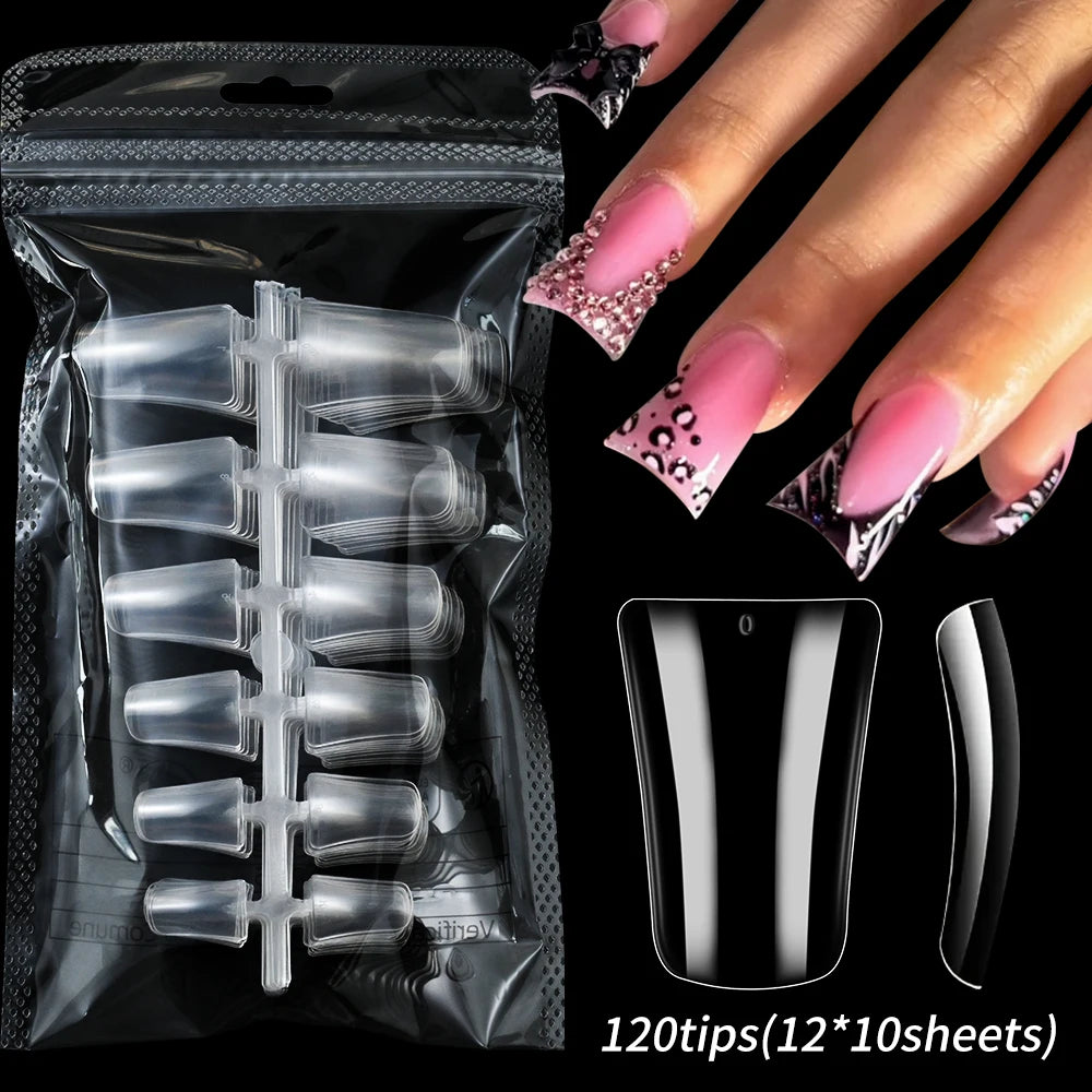 120pcs Pink French Tip Press-On Nails Medium Length Square Shape With Glossy Finish False Nails Full Cover Pre-Shaped Fake Nails--ANDROMEDA QUINNS | AURELLE'S-ANDROMEDA QUINNS | AURELLE'S