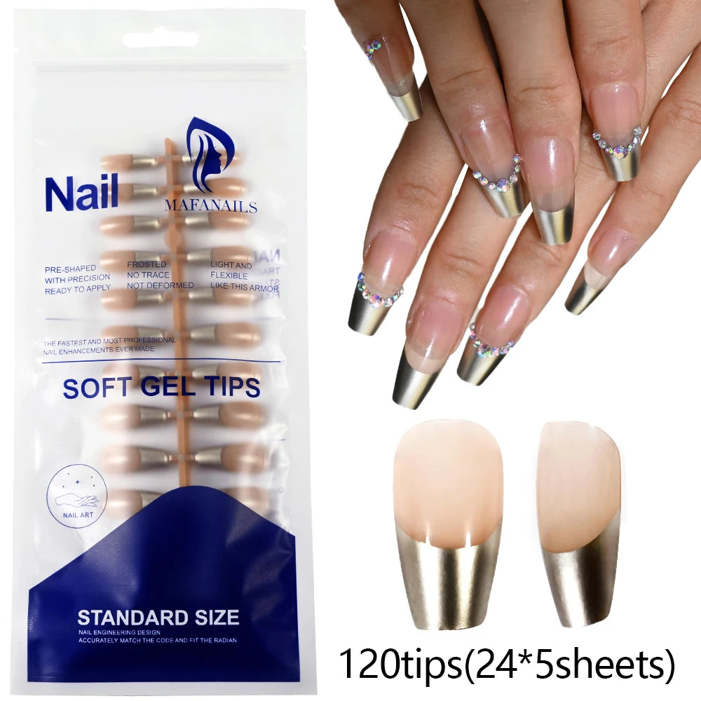 120pcs Pink French Tip Press-On Nails Medium Length Square Shape With Glossy Finish False Nails Full Cover Pre-Shaped Fake Nails--ANDROMEDA QUINNS | AURELLE'S-ANDROMEDA QUINNS | AURELLE'S