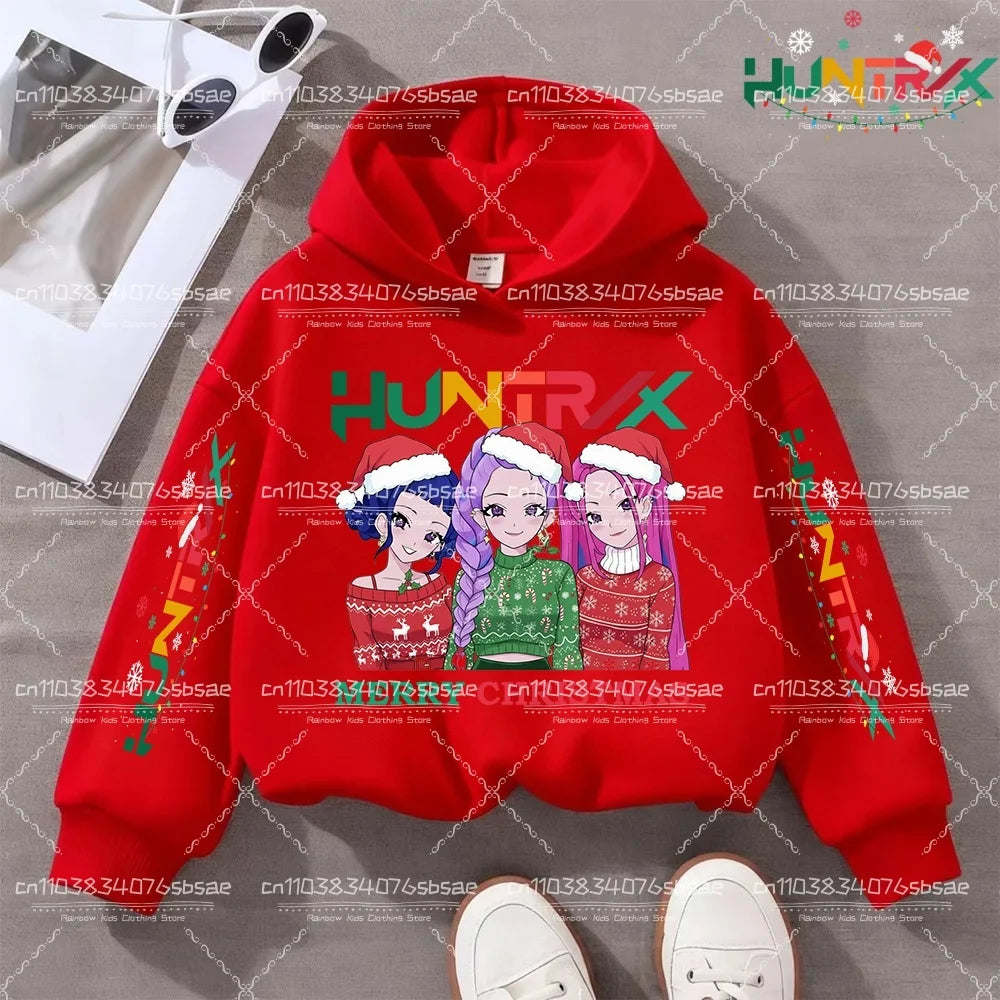 KPop Demon Hunters Hoody Y2K KPop Demon Hunters Christmas Hoodies Girls Boys Rumi Autumn Casual Long Sleeve Children's Clothing