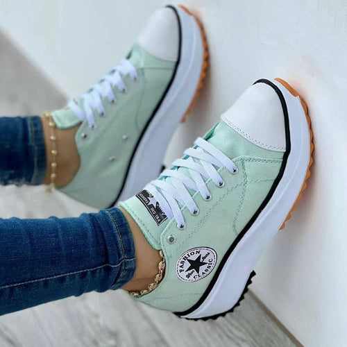 Flat Lace-Up Sneakers Pattern Canvas Casual Women Sport Shoes--ANDROMEDA QUINNS | AURELLE'S-ANDROMEDA QUINNS | AURELLE'S