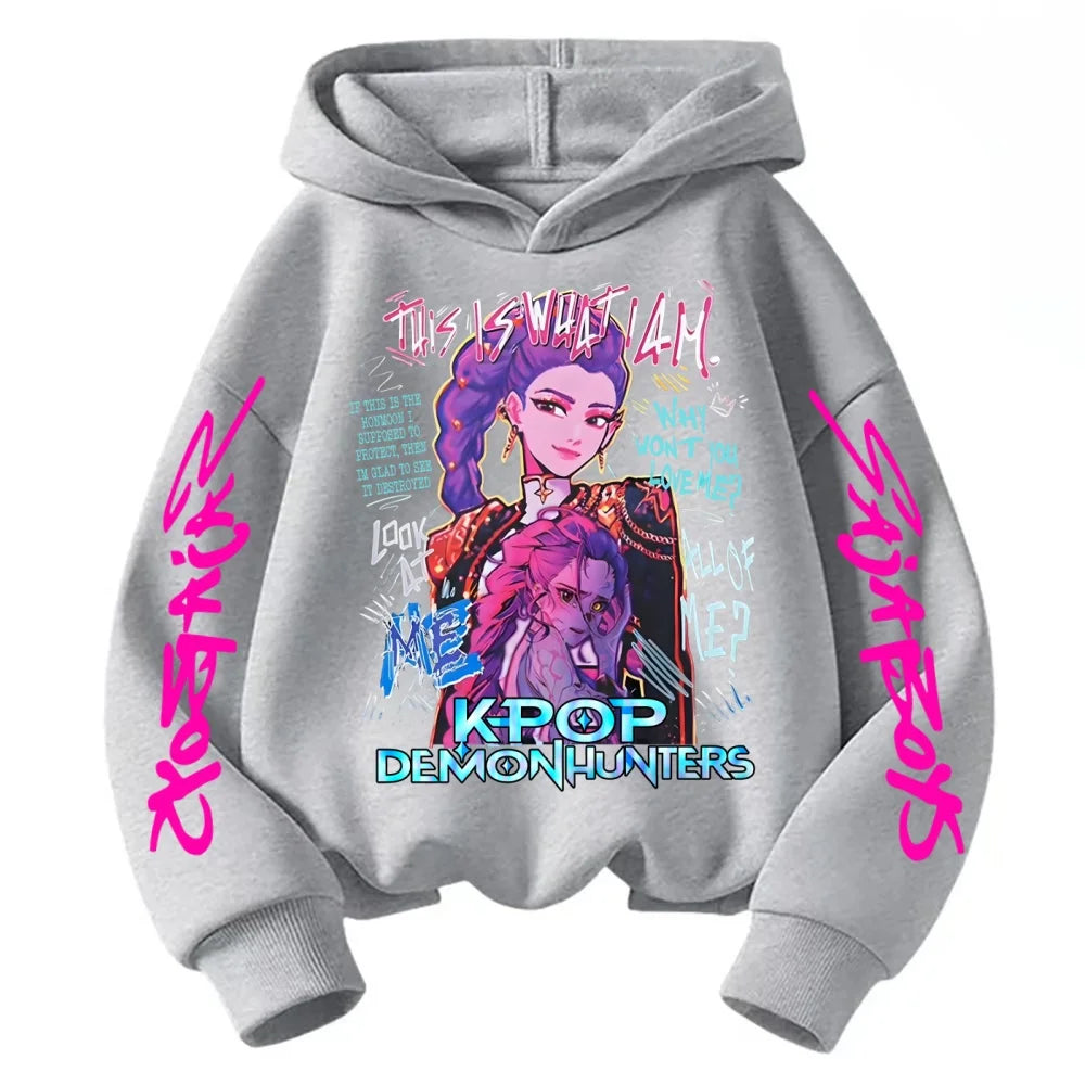 Children's KPOP Huntrix Rumi Pattern Sweatshirt Cartoon Character Printed Casual Long Sleeve Boys' and Girls' Hoodies