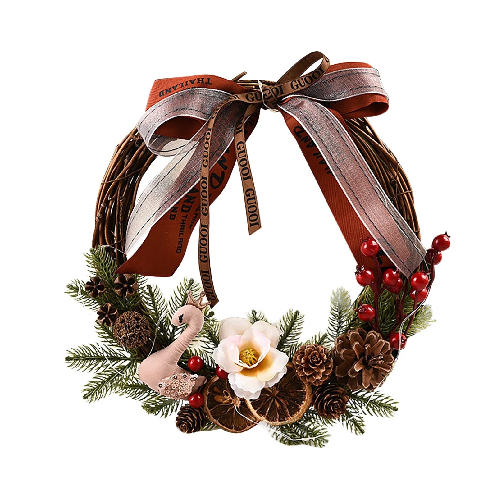 Christmas Swan Wreaths Art Decorations Thanksgiving Indoor Outdoor Home Decorative Wreath Wall Door Hanging Decorative Ornament--ANDROMEDA QUINNS | AURELLE'S-ANDROMEDA QUINNS | AURELLE'S