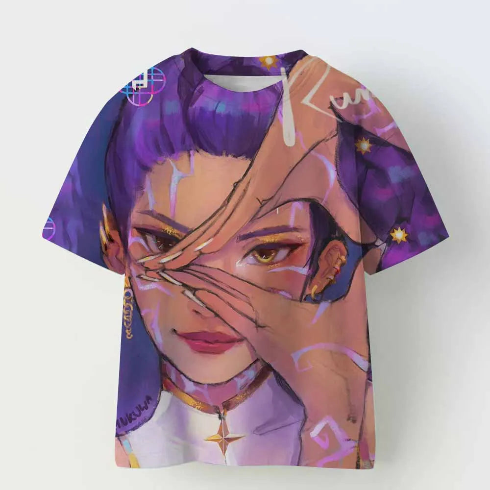 Kpop Demon Hunters T-shirts for Boys Girls Anime Cartoon Cute Short Sleeved Top Children Summer Fashion T-shirt Kids Clothes