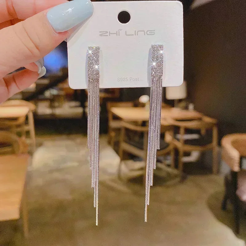 Exquisite Blue Drop-shaped Crystal Pendant Earrings For Women Fashion Personalized Daily Accessories Party Jewelry Birthday Gift--ANDROMEDA QUINNS | AURELLE'S-ANDROMEDA QUINNS | AURELLE'S