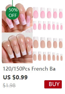 120pcs Pink French Tip Press-On Nails Medium Length Square Shape With Glossy Finish False Nails Full Cover Pre-Shaped Fake Nails--ANDROMEDA QUINNS | AURELLE'S-ANDROMEDA QUINNS | AURELLE'S