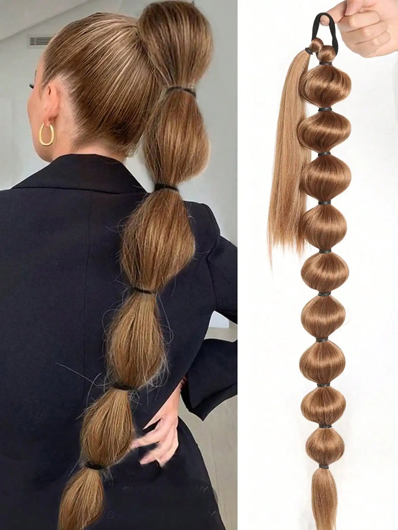Bubble Ponytail Extension Synthetic Warp Around Ponytail Hair Extensions For Women Lantern Bubble Ponytail Natural Black Brown