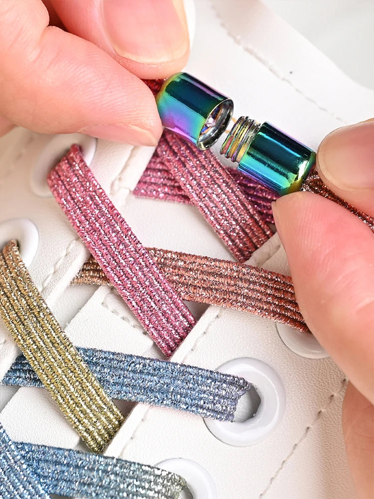 1Pair/2Pairs/4Pairs No Tie Shoe Laces Colorful Buckle Shoelaces Pearl Light Colorful Fashion Without Ties Elastic Laces Sneaker--ANDROMEDA QUINNS | AURELLE'S-ANDROMEDA QUINNS | AURELLE'S