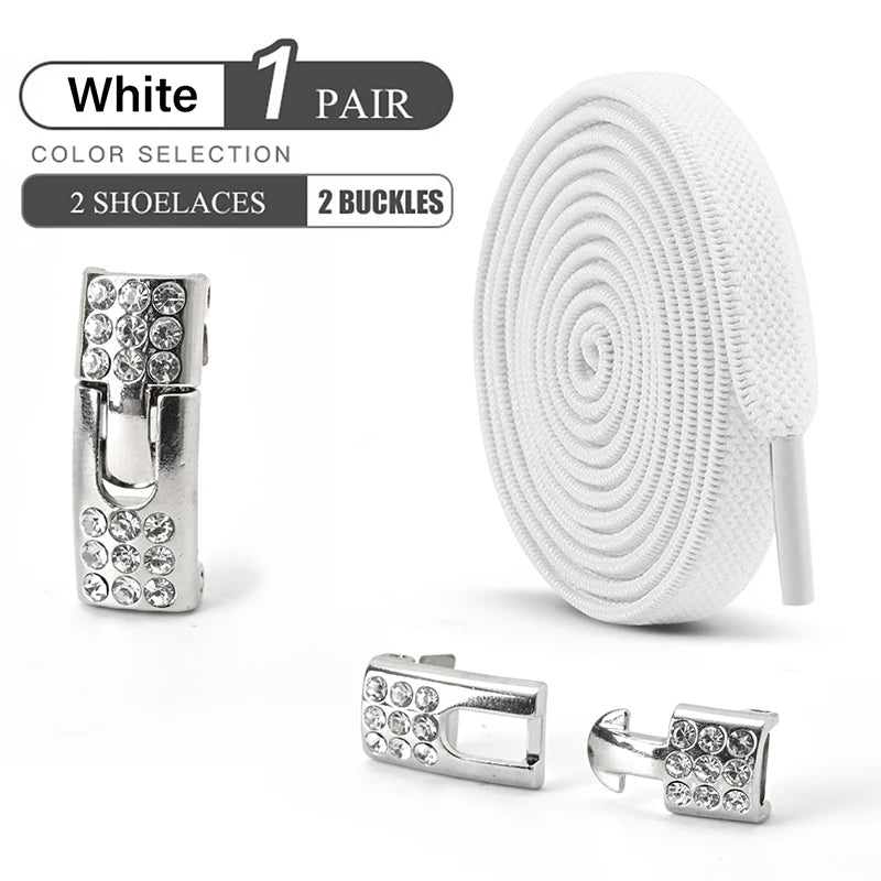 No Tie Shoe Laces Diamond Buckle Elastic Laces Shoelaces Sneaker Kids Adult Shoelace Suitable For Sports Casual Shoes Boots--ANDROMEDA QUINNS | AURELLE'S-ANDROMEDA QUINNS | AURELLE'S