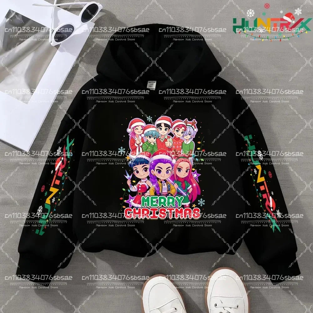 KPop Demon Hunters Hoody Y2K KPop Demon Hunters Christmas Hoodies Girls Boys Rumi Autumn Casual Long Sleeve Children's Clothing
