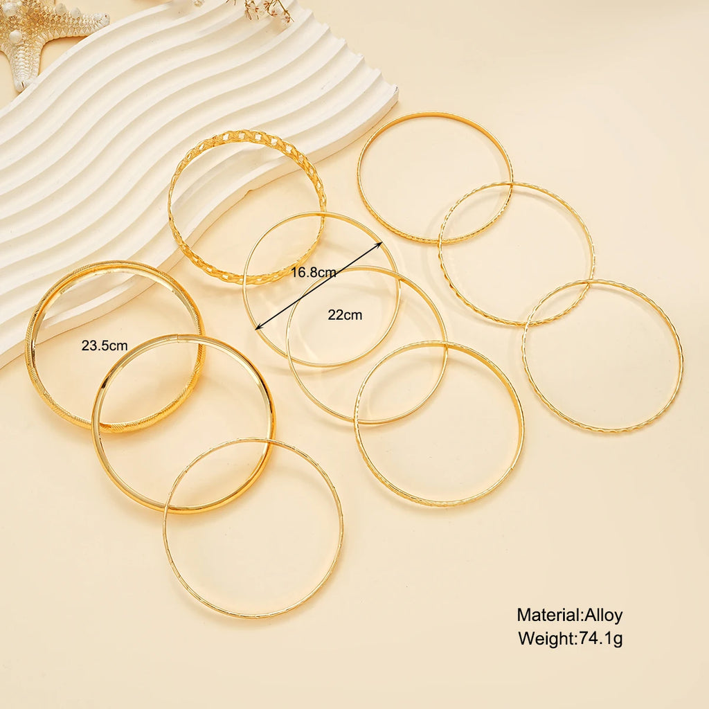 10 Pcs Punk Trendy Multilayer Bracelets Set for Women Elegant Delicate Twist Sparkling Adjustable Bangles Jewelry Couples Gifts--ANDROMEDA QUINNS | AURELLE'S-ANDROMEDA QUINNS | AURELLE'S