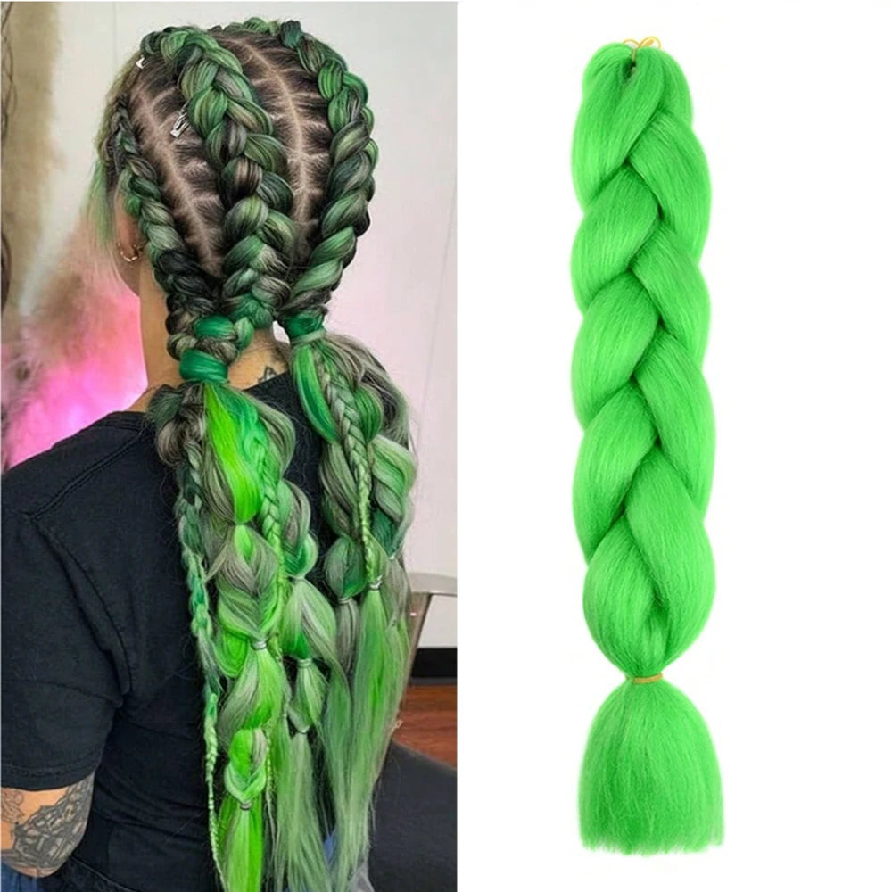 Jumbo Braiding Hair Pre-stretched Purple Hair Extensions for Crochet Braids Synthetic Hair DIY Pink Purple Jumbo Ponytail Braid