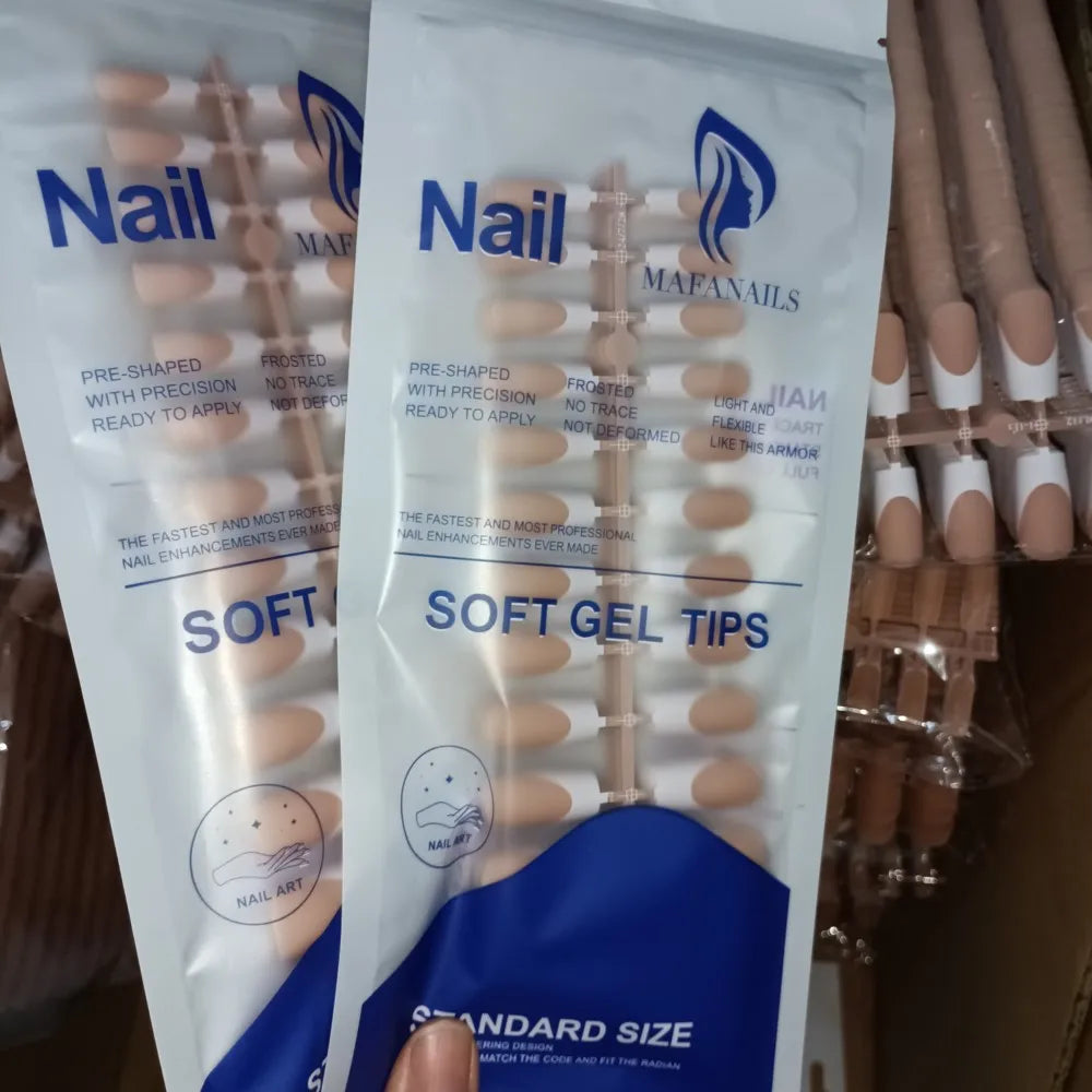 120pcs Pink French Tip Press-On Nails Medium Length Square Shape With Glossy Finish False Nails Full Cover Pre-Shaped Fake Nails--ANDROMEDA QUINNS | AURELLE'S-ANDROMEDA QUINNS | AURELLE'S