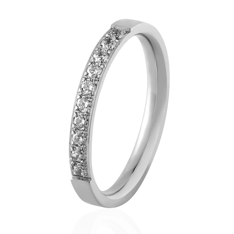 Top Quality Fashion Jewelry Crystal Wedding Rings Stainless Steel Rose Gold Color Female Ring For Woman And Girl Best Gift--ANDROMEDA QUINNS | AURELLE'S-ANDROMEDA QUINNS | AURELLE'S