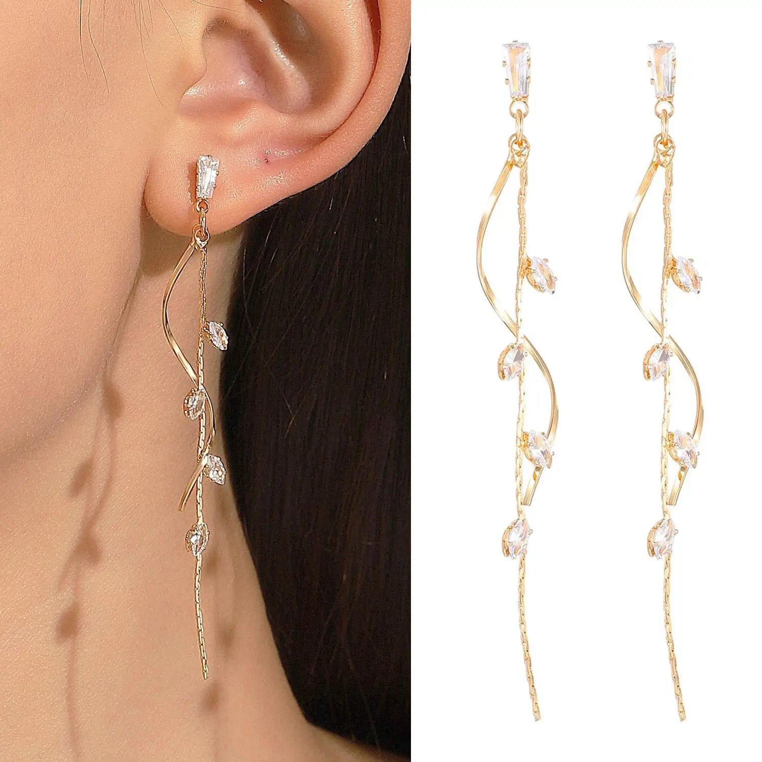 925 Silver Needle Korean Fashion Long Chain Tassel Earrings For Women Metal Earing Jewelry 2025 Trending Women's Drop Earrings--ANDROMEDA QUINNS | AURELLE'S-ANDROMEDA QUINNS | AURELLE'S
