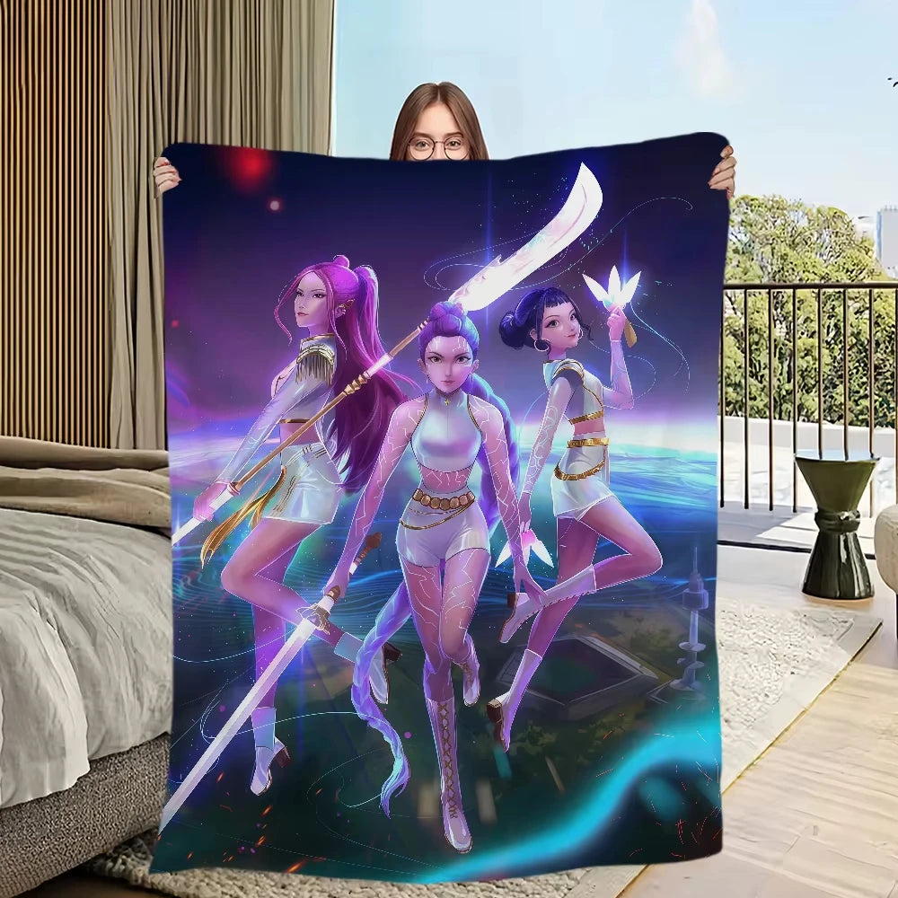 Blanket Kpop Warm Soft Demon Plush Blanket For Sofa Living Room Office Bedroom Travel Hunters Gift Flannel Multifunctional