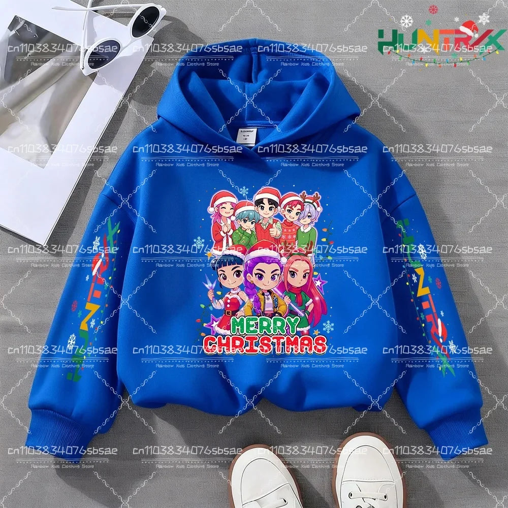 KPop Demon Hunters Hoody Y2K KPop Demon Hunters Christmas Hoodies Girls Boys Rumi Autumn Casual Long Sleeve Children's Clothing