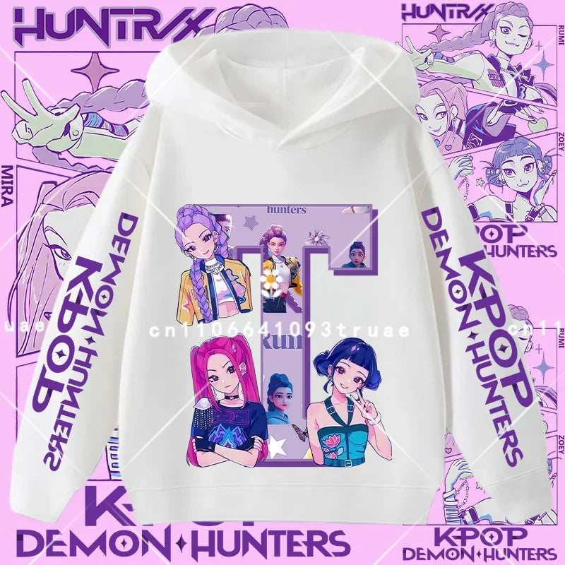 2026 New Letter A-Z Girls' sportswear Kpop Demon Hunters Boys' casual shirt Children's hooded shirt Autumn/Winter long-sleeved