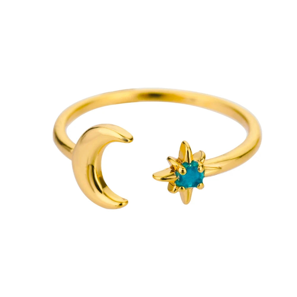 Stainless Steel Lotus Flower Ring for Women Gold Color Vintage Stone Opal Oval Flower Ring Fashion Aesthetic Jewelry Gift--ANDROMEDA QUINNS | AURELLE'S-ANDROMEDA QUINNS | AURELLE'S