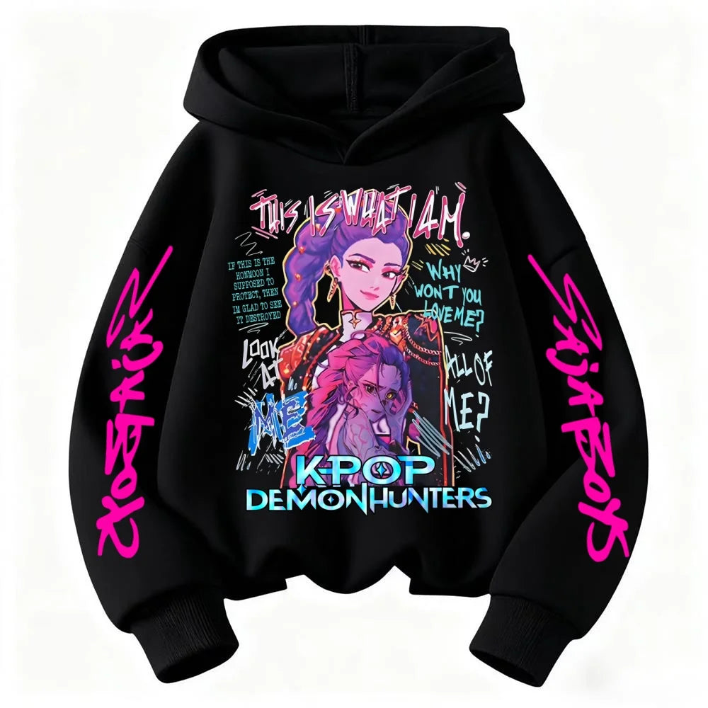 Children's KPOP Huntrix Rumi Pattern Sweatshirt Cartoon Character Printed Casual Long Sleeve Boys' and Girls' Hoodies