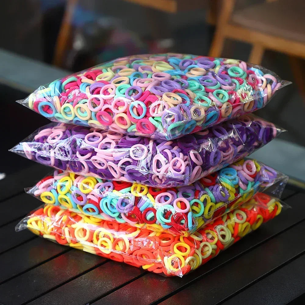 50Pcs/bag Colorful Basic Nylon Ealstic Hair Ties for Girls Ponytail Hold Scrunchie Rubber Band Kid Fashion Hair Accessories--ANDROMEDA QUINNS | AURELLE'S-ANDROMEDA QUINNS | AURELLE'S
