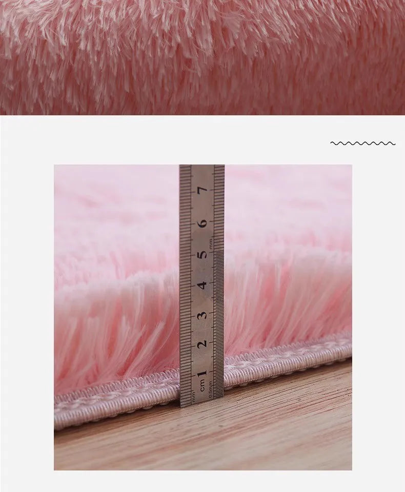 VIKAMA Nordic ins thickened long hair tie-dyed silk hair carpet Modern simple oval bedroom bed rug, living room sofa rug--ANDROMEDA QUINNS | AURELLE'S-ANDROMEDA QUINNS | AURELLE'S