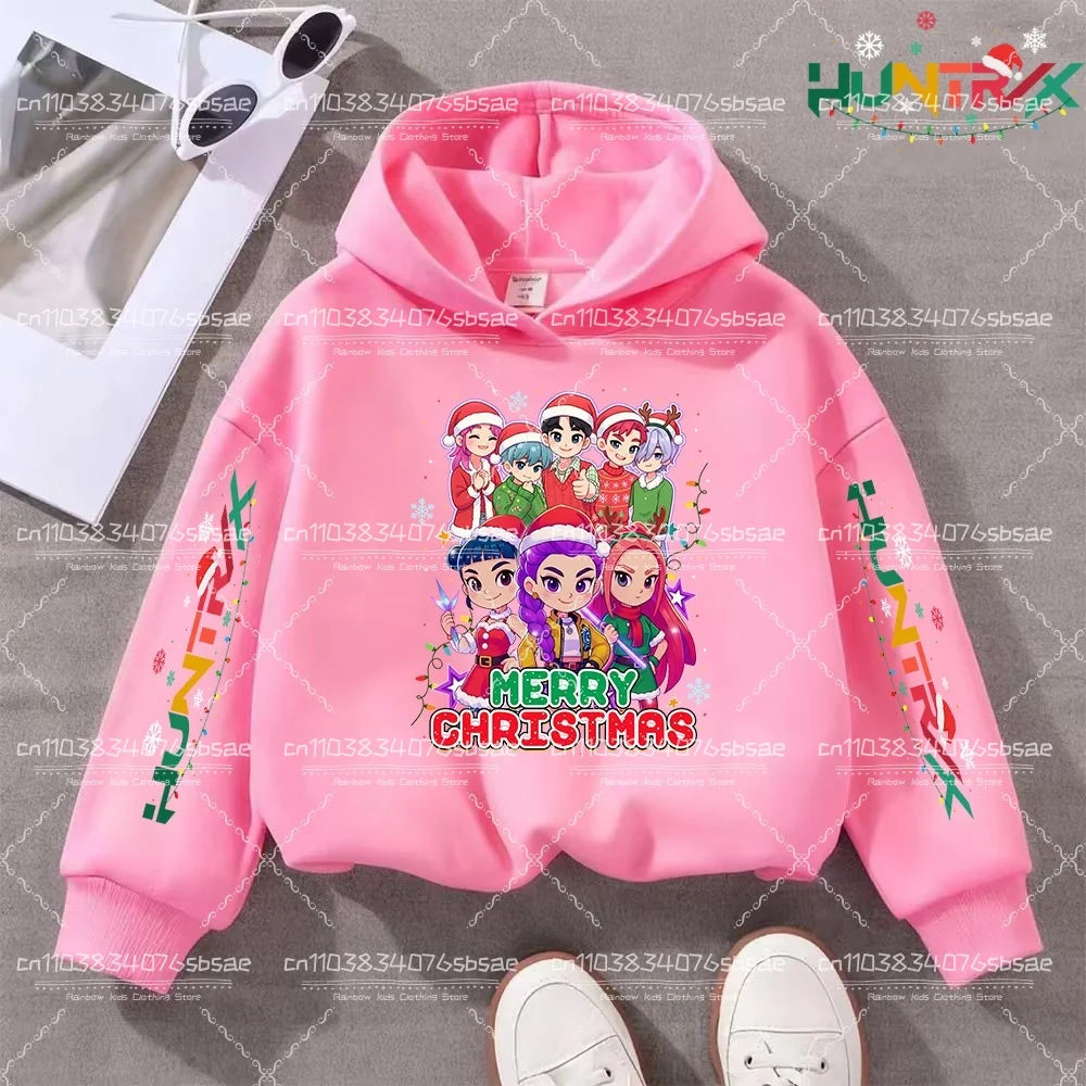KPop Demon Hunters Hoody Y2K KPop Demon Hunters Christmas Hoodies Girls Boys Rumi Autumn Casual Long Sleeve Children's Clothing