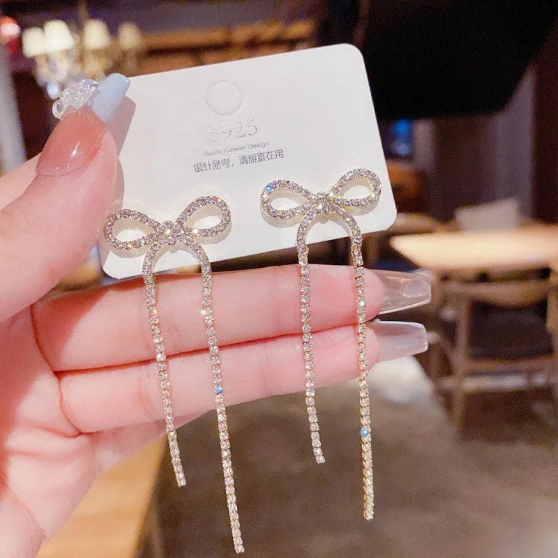 925 Silver Needle Korean Fashion Long Chain Tassel Earrings For Women Metal Earing Jewelry 2025 Trending Women's Drop Earrings--ANDROMEDA QUINNS | AURELLE'S-ANDROMEDA QUINNS | AURELLE'S