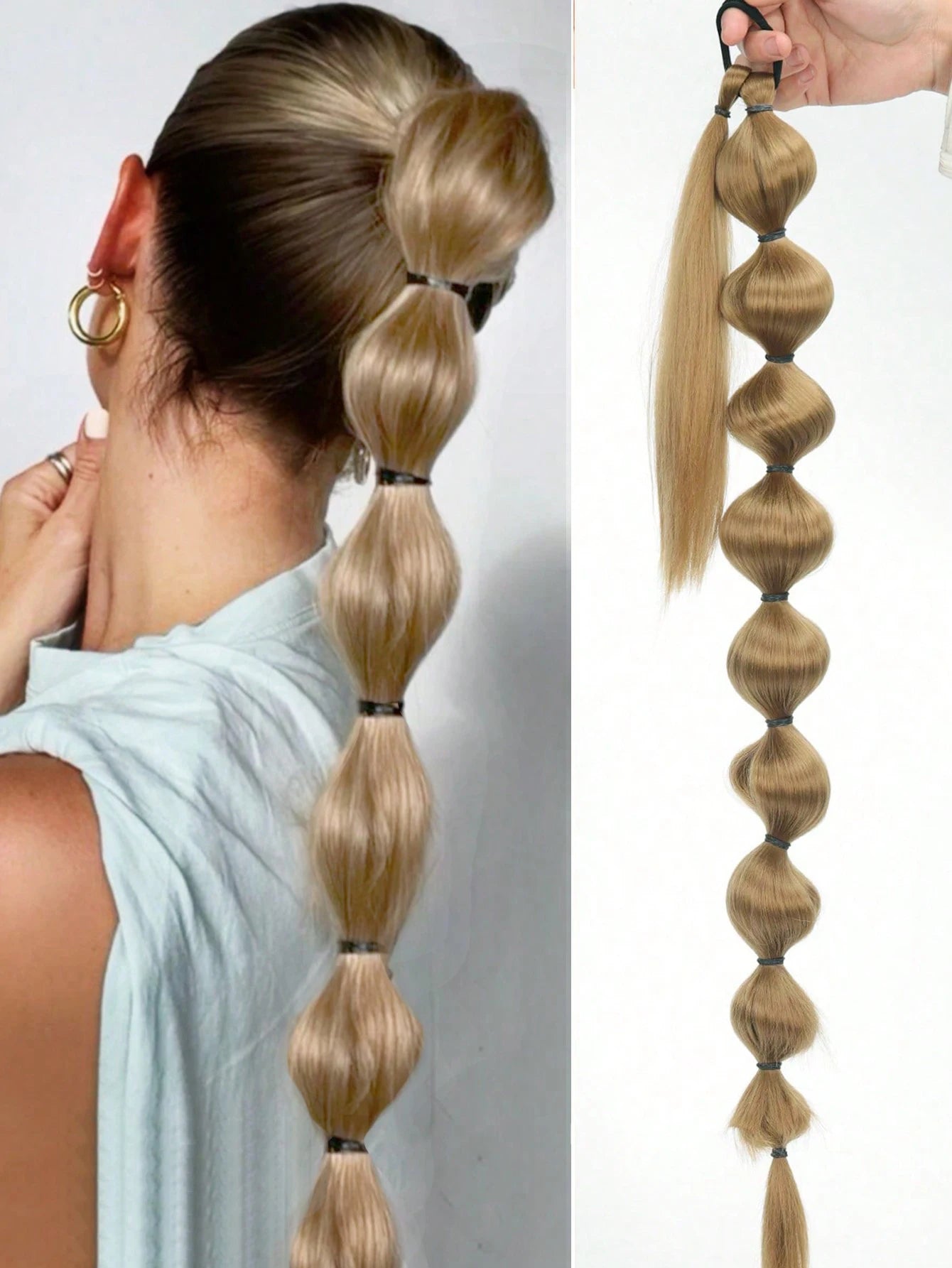 Bubble Ponytail Extension Synthetic Warp Around Ponytail Hair Extensions For Women Lantern Bubble Ponytail Natural Black Brown