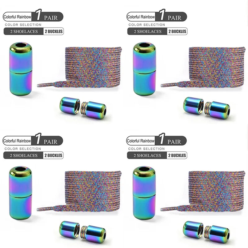 1Pair/2Pairs/4Pairs No Tie Shoe Laces Colorful Buckle Shoelaces Pearl Light Colorful Fashion Without Ties Elastic Laces Sneaker--ANDROMEDA QUINNS | AURELLE'S-ANDROMEDA QUINNS | AURELLE'S