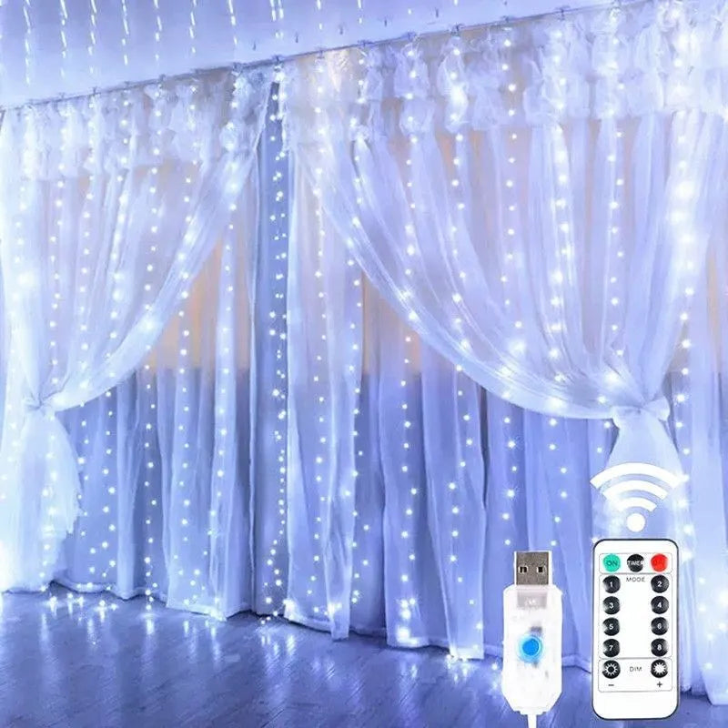 Christmas Lights LED Fairy String Curtain Lights 8 Mode Remote USB Festoon Christmas Decor For Home Holiday New Year Lamp--ANDROMEDA QUINNS | AURELLE'S-ANDROMEDA QUINNS | AURELLE'S