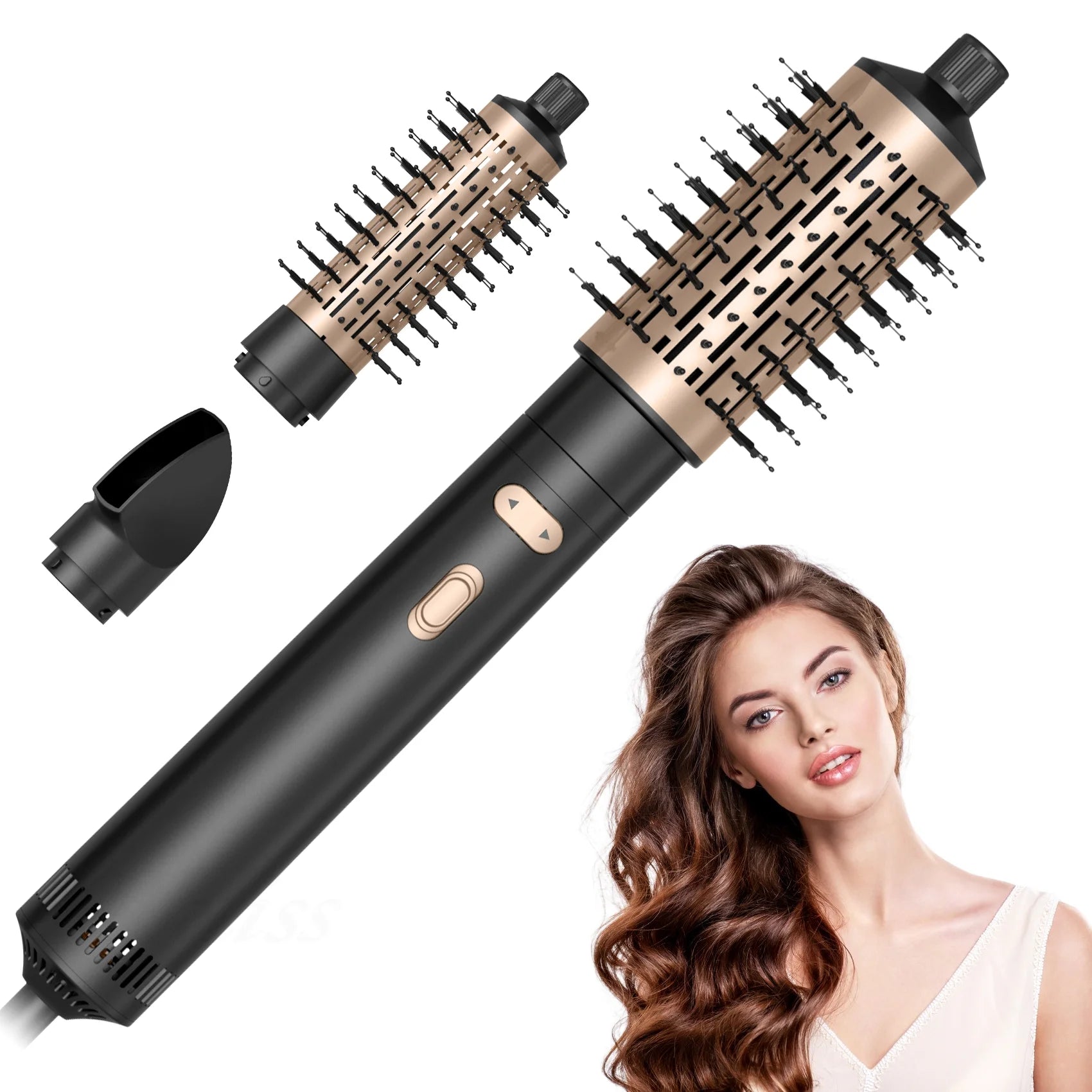 Hair Dryer Brush 3-in-1 Rotating Round Hot Air Spin Brush Set 2 Detachable Auto Rotating Curling Brush Hot Air Styler--ANDROMEDA QUINNS | AURELLE'S-ANDROMEDA QUINNS | AURELLE'S